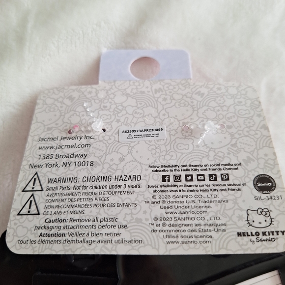 HELLO KITTY LUGGAGE TAG RUBBER SCHOOL ID BACKPACK  BAG SANRIO TRAVEL SET OF 2 - Picture 3 of 5